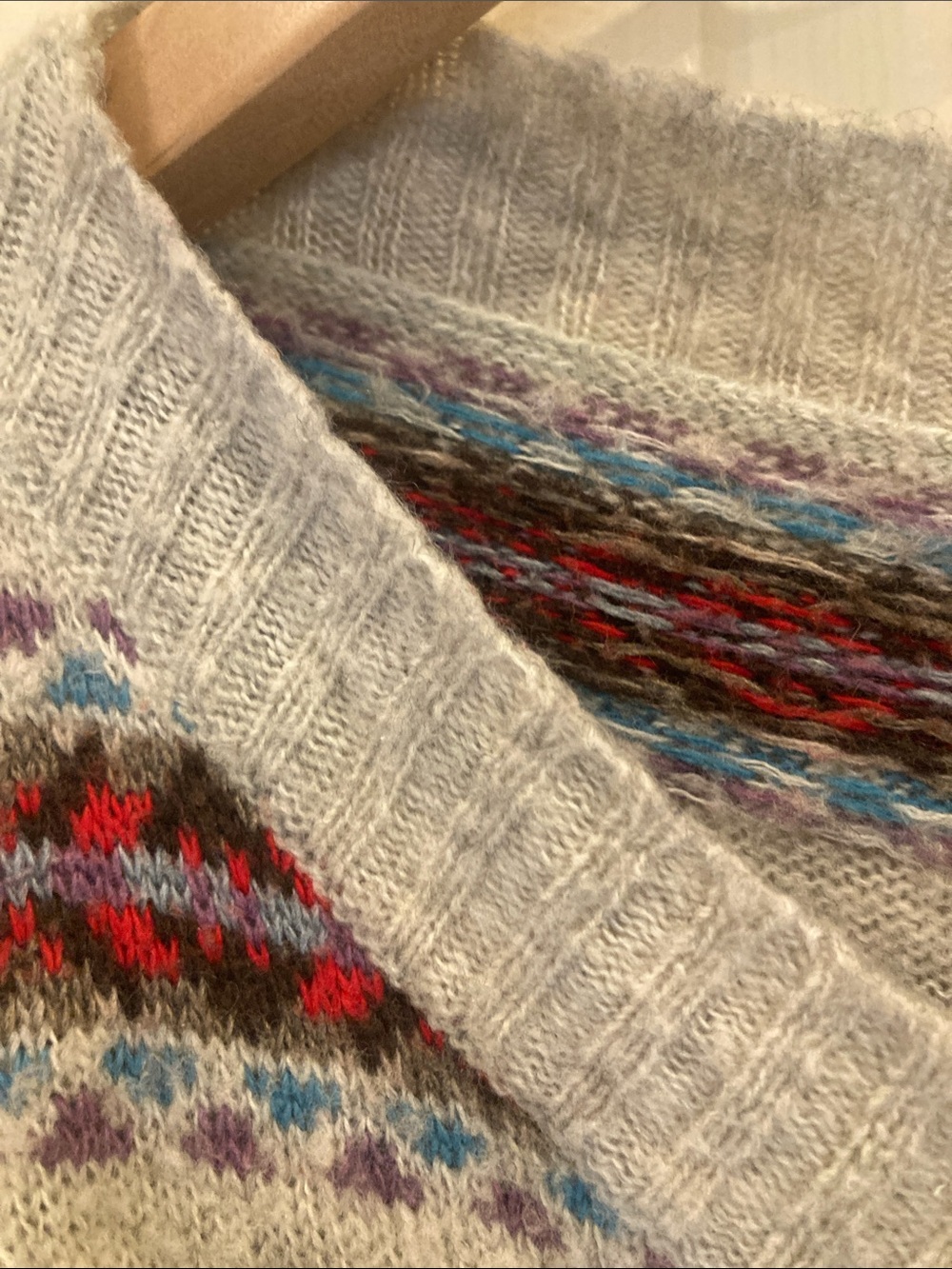 American Eagle Outfitters Women's Gray Fair Isle Crewneck Sweater - Picture 4 of 9